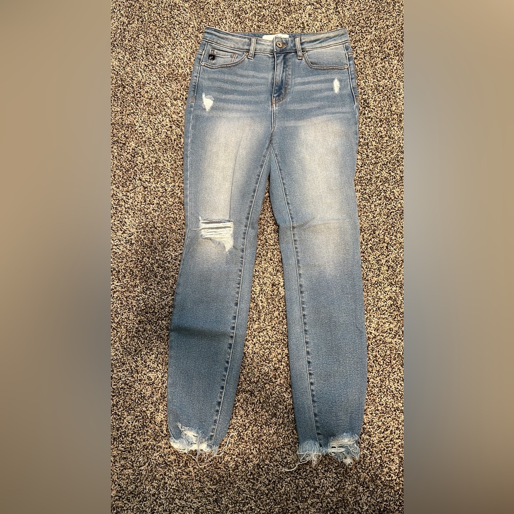 Mid rise distressed jeans